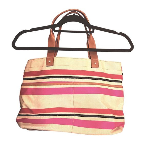 Kate Spade New York Oak Island Stripe Magazine Tote Pink Tan - Picture 6 of 11